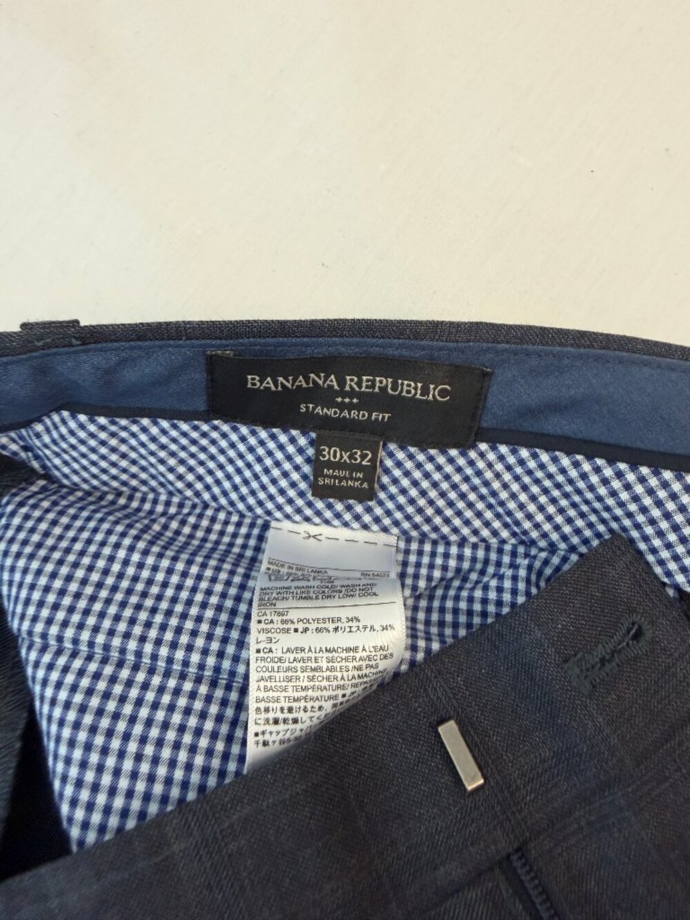Men's Banana Republic Standard Fit Gray/Blue Plaid Dress Pants - Picture 2 of 2